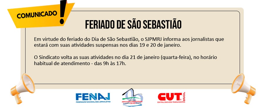 FERIADO DO DIA DE SÃO SEBASTIÃO - Sindicato dos Jornalistas ...
